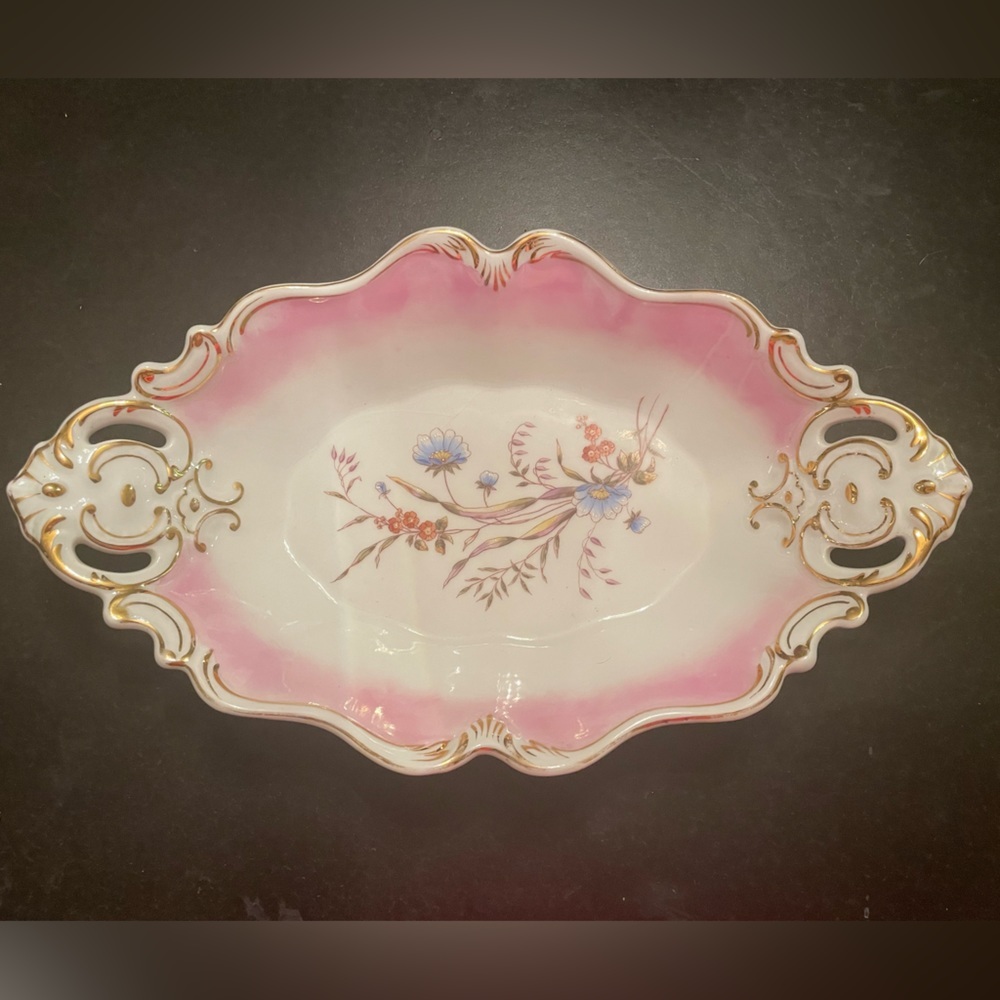 Krister KPM Antique 1840-1895 Porcelain Oval Bowl #20433 HandPainted 15x9x2(ESt)